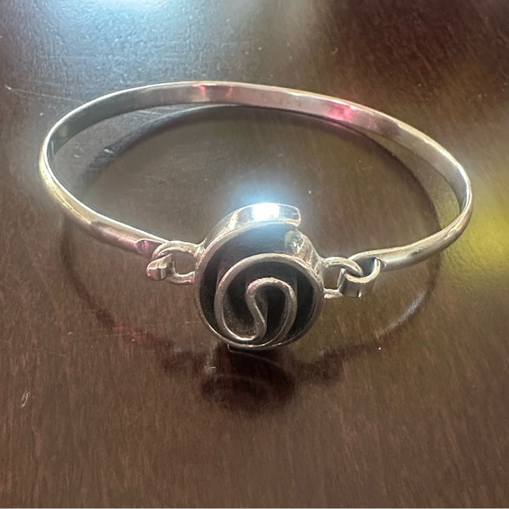 Taxco Mexico Sterling Silver Artisan Made Swirly Vintage Bracelet